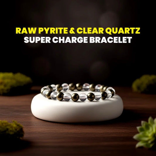 Raw Pyrite and Clear Quartz Super Charge Bracelet