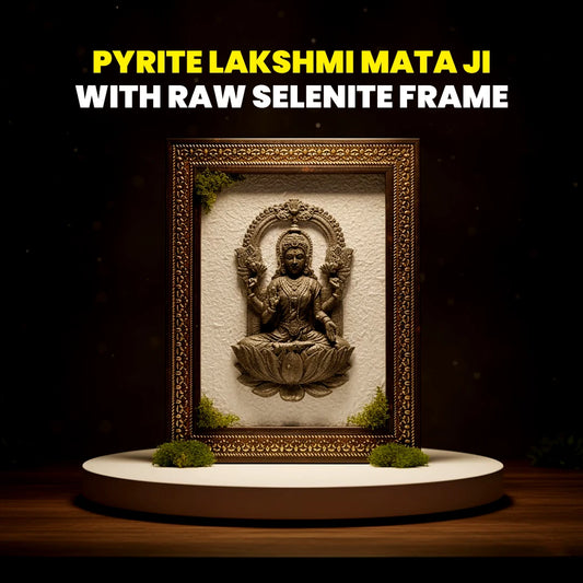 Pyrite Lakshmi Ji with Raw Selenite Frame