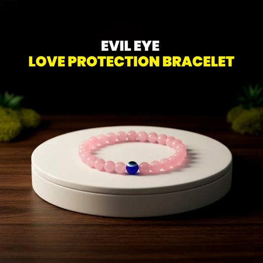 Evil Eye Love Protection Bracelet with Rose Quartz