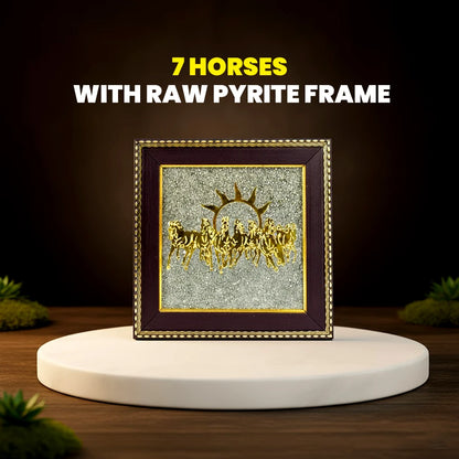 7 Horses with Raw Pyrite Frame