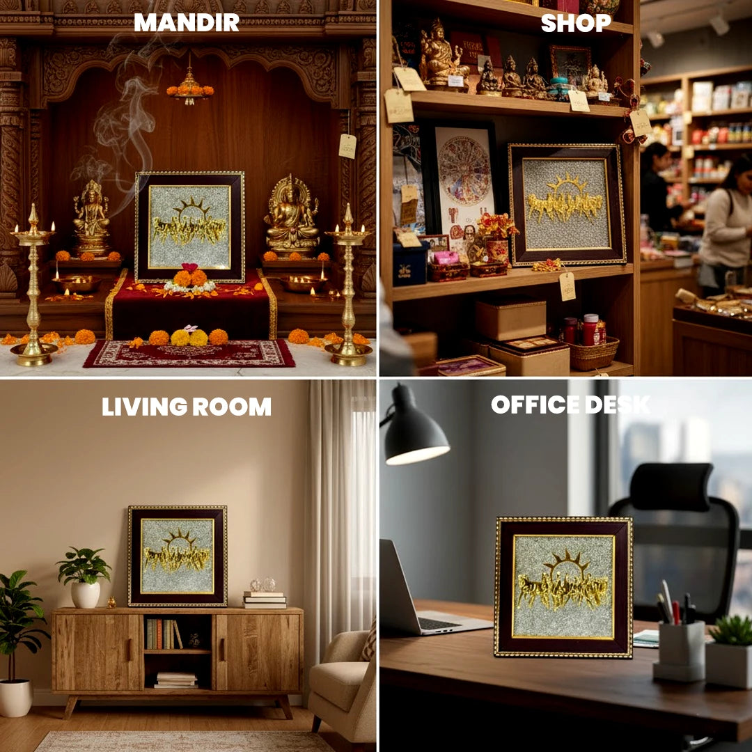 7 Horses with Raw Pyrite Frame