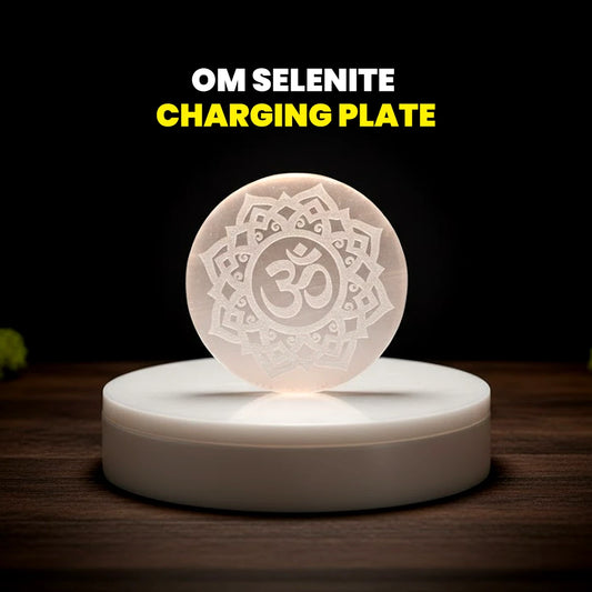 Om Selenite Plate