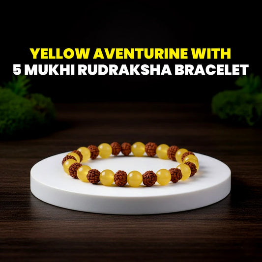 Yellow Aventurine with 5 Mukhi Rudraksh Bracelet